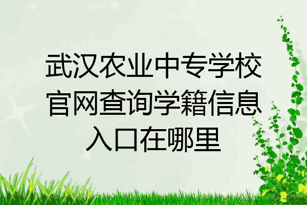 武汉农业中专学校官网查询学籍信息入口在哪里