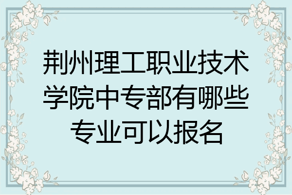 荆州理工职业技术学院中专部有哪些专业可以报名