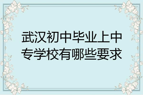 武汉初中毕业上中专学校有哪些要求