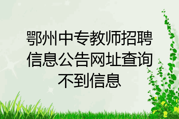 鄂州中专教师招聘信息公告网址查询不到信息