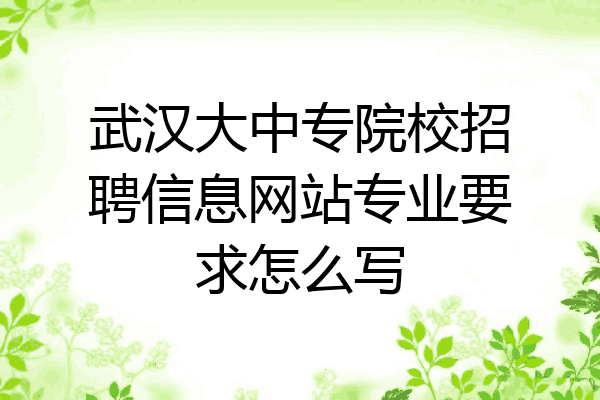 武汉大中专院校招聘信息网站专业要求怎么写