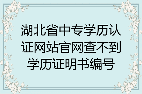 湖北省中专学历认证网站官网查不到学历证明书编号