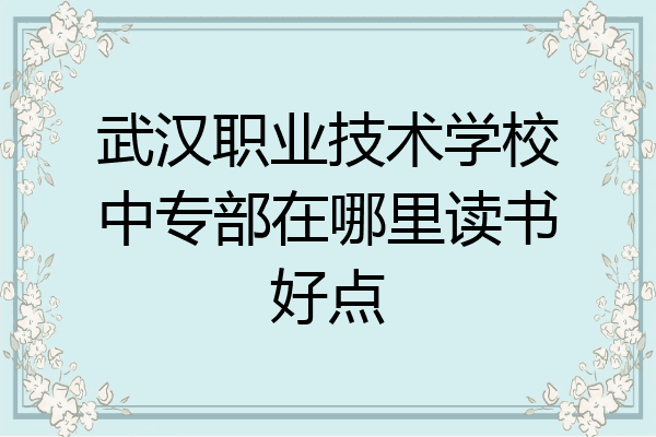 武汉职业技术学校中专部在哪里读书好点