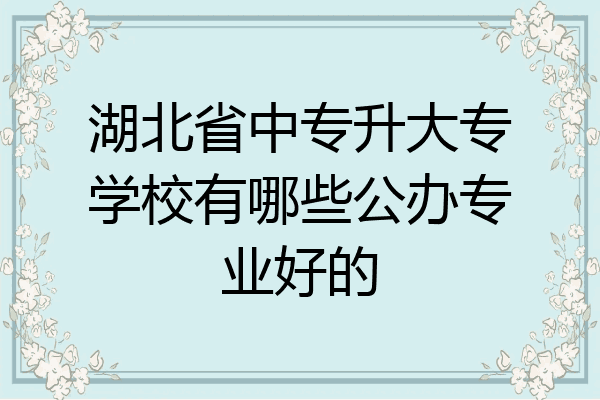 湖北省中专升大专学校有哪些公办专业好的