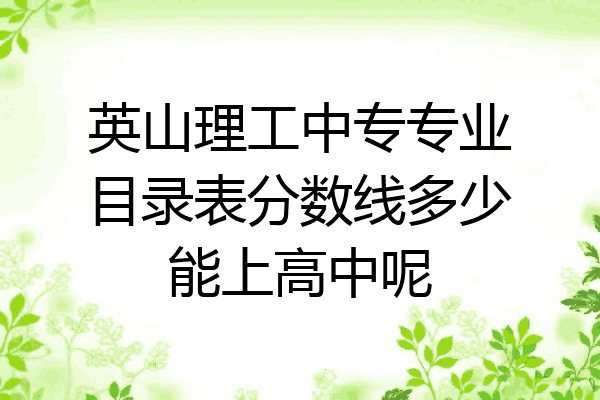 英山理工中专专业目录表分数线多少能上高中呢