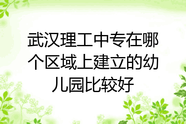 武汉理工中专在哪个区域上建立的幼儿园比较好