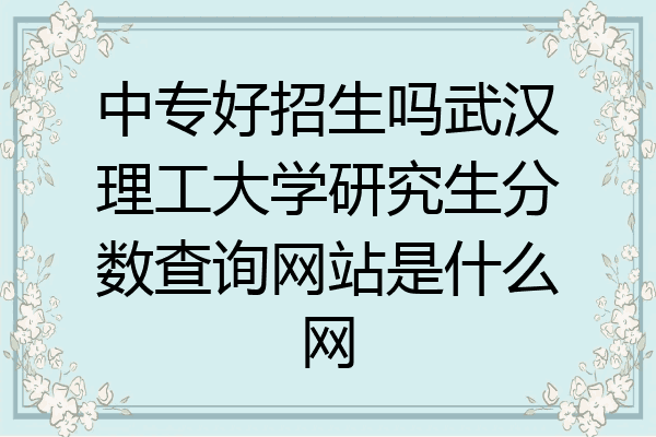 中专好招生吗武汉理工大学研究生分数查询网站是什么网