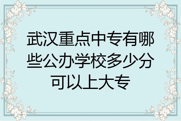 武汉重点中专有哪些公办学校多少分可以上大专