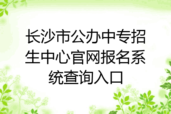 长沙市公办中专招生中心官网报名系统查询入口