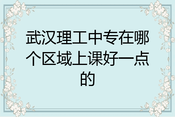 武汉理工中专在哪个区域上课好一点的