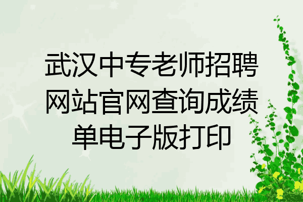 武汉中专老师招聘网站官网查询成绩单电子版打印