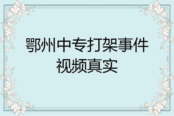 鄂州中专打架事件视频真实