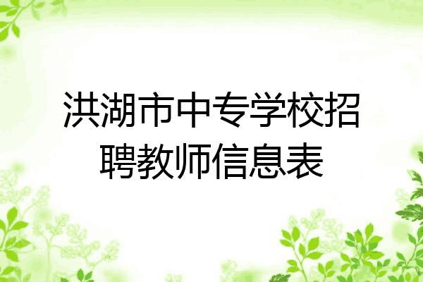洪湖市中专学校招聘教师信息表