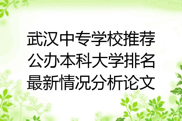 武汉中专学校推荐公办本科大学排名最新情况分析论文