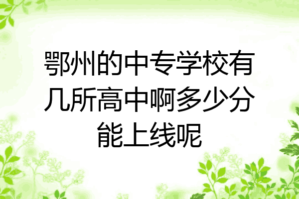 鄂州的中专学校有几所高中啊多少分能上线呢