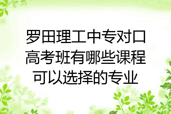罗田理工中专对口高考班有哪些课程可以选择的专业