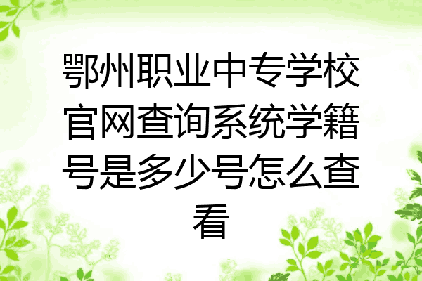 鄂州职业中专学校官网查询系统学籍号是多少号怎么查看