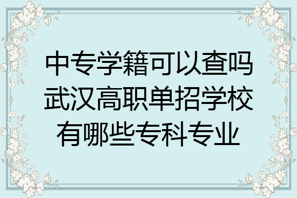 中专学籍可以查吗武汉高职单招学校有哪些专科专业