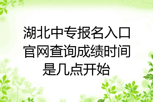 湖北中专报名入口官网查询成绩时间是几点开始