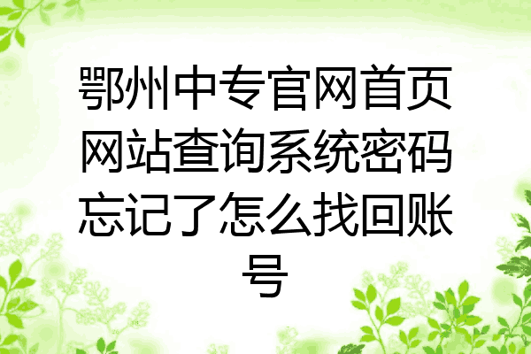 鄂州中专官网首页网站查询系统密码忘记了怎么找回账号