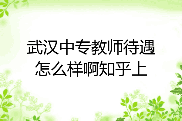 武汉中专教师待遇怎么样啊知乎上