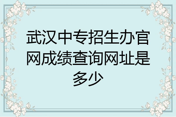 武汉中专招生办官网成绩查询网址是多少