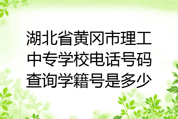 湖北省黄冈市理工中专学校电话号码查询学籍号是多少