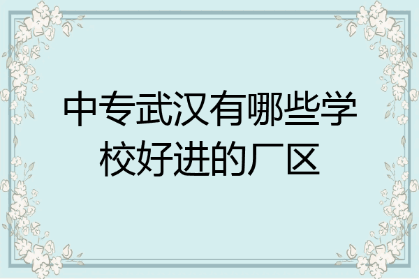 中专武汉有哪些学校好进的厂区