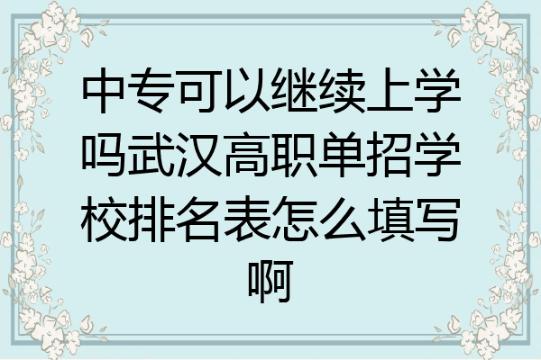 中专可以继续上学吗武汉高职单招学校排名表怎么填写啊