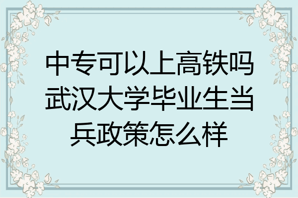 中专可以上高铁吗武汉大学毕业生当兵政策怎么样
