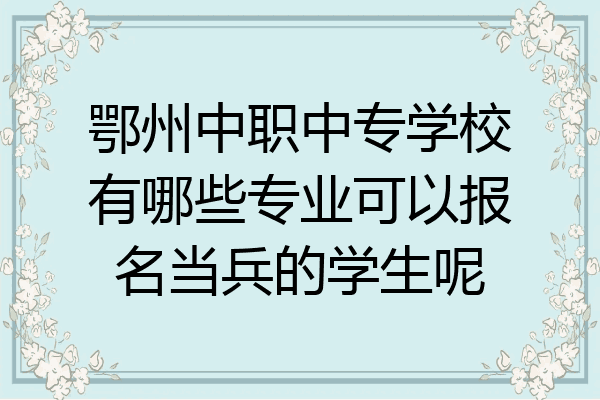 鄂州中职中专学校有哪些专业可以报名当兵的学生呢