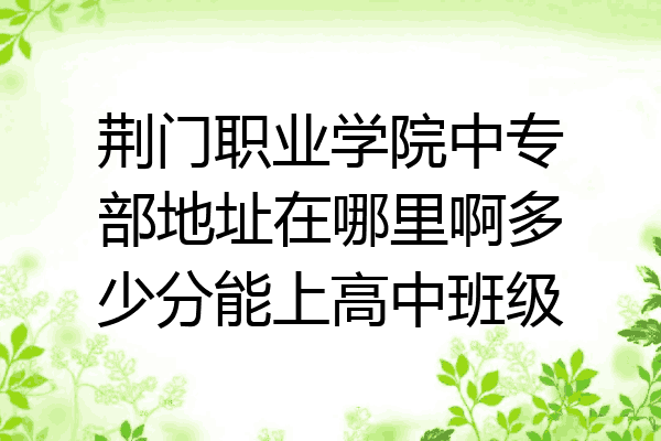 荆门职业学院中专部地址在哪里啊多少分能上高中班级