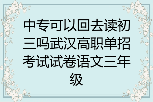 中专可以回去读初三吗武汉高职单招考试试卷语文三年级