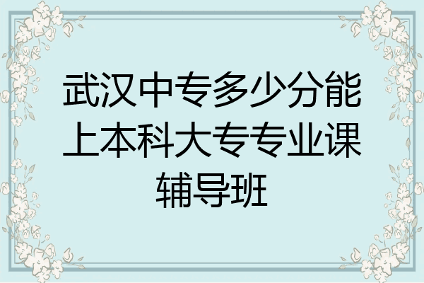 武汉中专多少分能上本科大专专业课辅导班