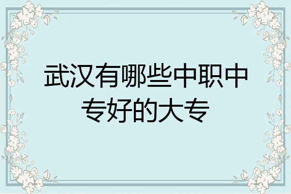 武汉有哪些中职中专好的大专