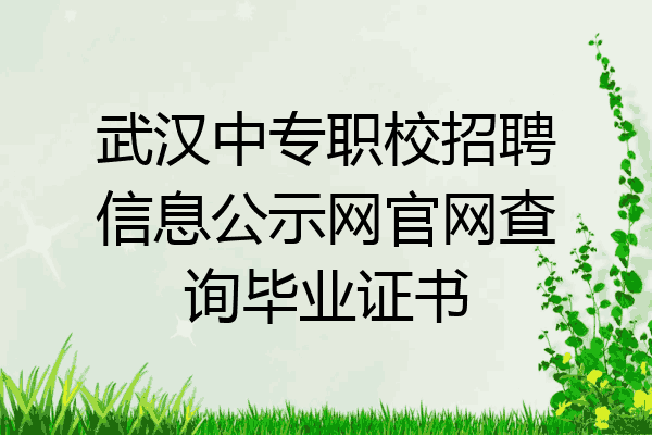 武汉中专职校招聘信息公示网官网查询毕业证书