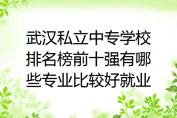 武汉私立中专学校排名榜前十强有哪些专业比较好就业