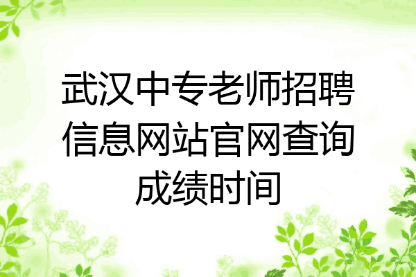 武汉中专老师招聘信息网站官网查询成绩时间