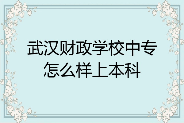 武汉财政学校中专怎么样上本科