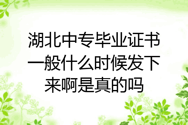 湖北中专毕业证书一般什么时候发下来啊是真的吗