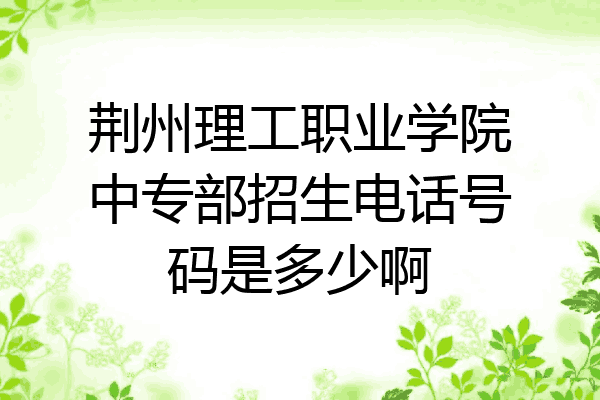 荆州理工职业学院中专部招生电话号码是多少啊