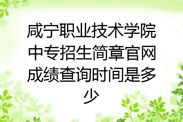 咸宁职业技术学院中专招生简章官网成绩查询时间是多少