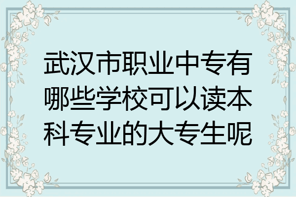武汉市职业中专有哪些学校可以读本科专业的大专生呢