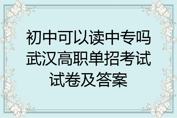 初中可以读中专吗武汉高职单招考试试卷及答案
