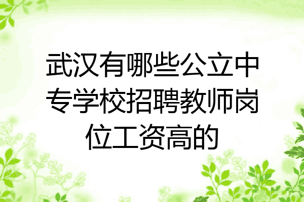 武汉有哪些公立中专学校招聘教师岗位工资高的
