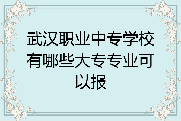 武汉职业中专学校有哪些大专专业可以报