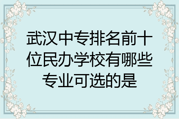 武汉中专排名前十位民办学校有哪些专业可选的是