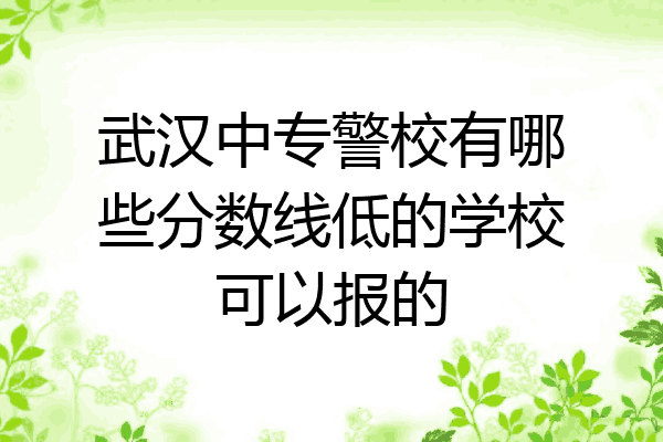 武汉中专警校有哪些分数线低的学校可以报的