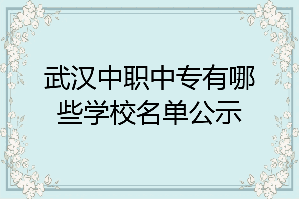 武汉中职中专有哪些学校名单公示