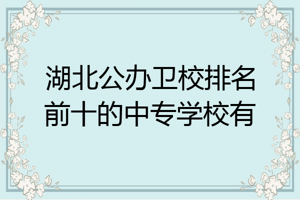 湖北公办卫校排名前十的中专学校有